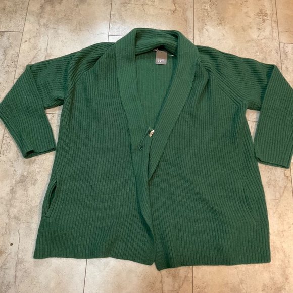 J. Jill Alpaca Wool Blend Cardigan Safety Pin Closure Dark Green NWT Sz L - Picture 6 of 13
